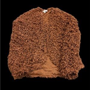 E & M brand size M cardigan. Burnt orange color shaggy boho style